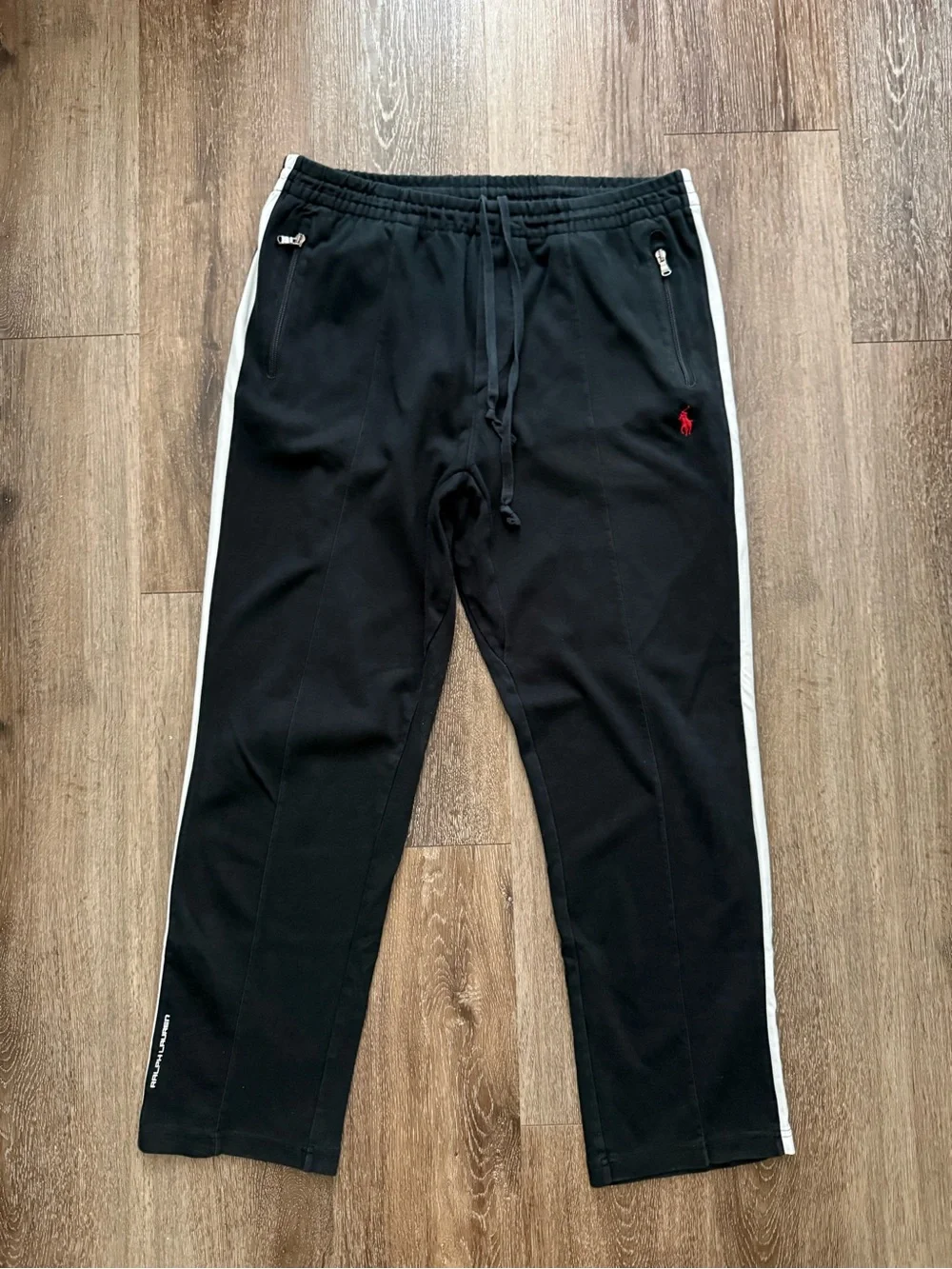 Polo Ralph Lauren Performance Track Pants Men’s L Black Side Stripe Athletic Jog